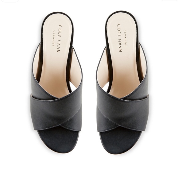 Cole Haan Black Gabby Leather Block Heel Sandals - Picture 4 of 9
